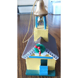 Yellow Christmas Schoolhouse Ornament